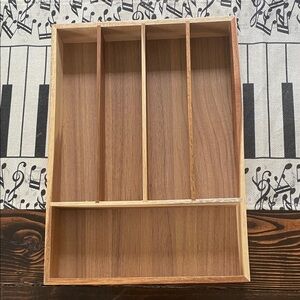 Elegant Brown Walnut Wooden Kitchen Utensil Divider Holder